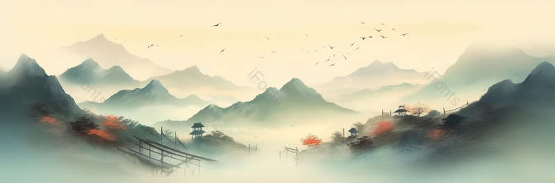 大雁南飞秋意浓浓淡彩水墨画,中国风水墨山水画,插画/手绘图,插画/手绘图库,插画/手绘图下载,插画/手绘